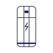 Dessin d'une recharge électrique en contour bleu