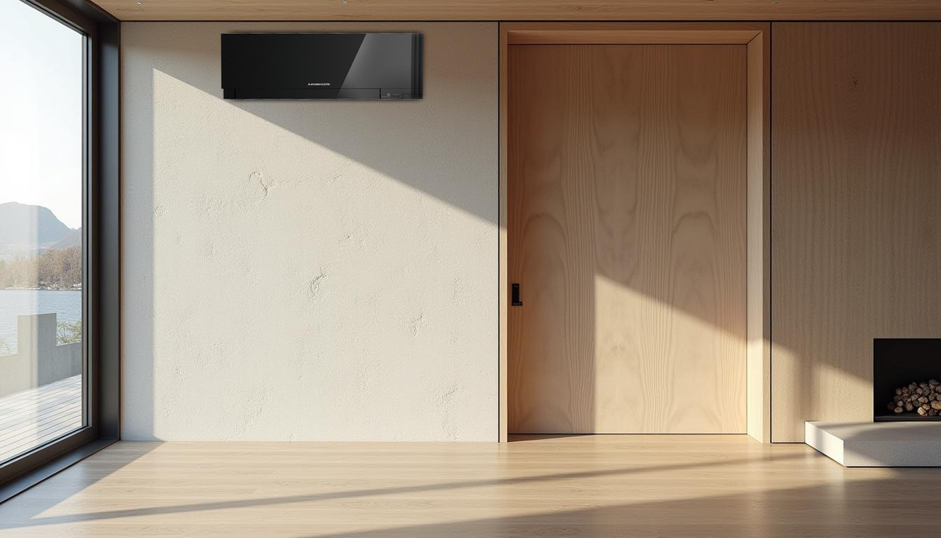 Climatiseur réversible Mitsubishi MSZ-LN design premium dans un intérieur contemporain
