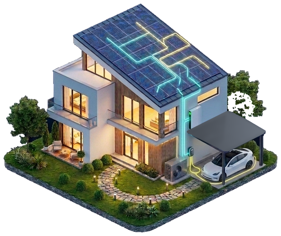 Maison avec borne de recharge pour voiture electrique - naoenergy