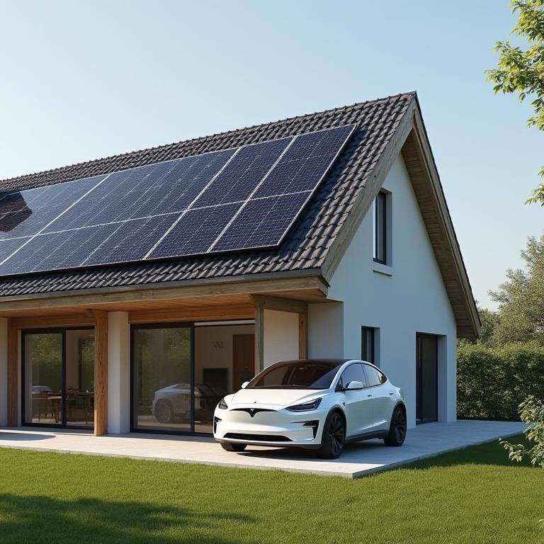 Voiture électrique rechargée sous un carport solaire