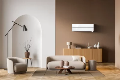 Pompe à chaleur air air Mitsubishi dans une maison suisse