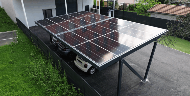 Carport solaire installé par naoenergy en Suisse romande