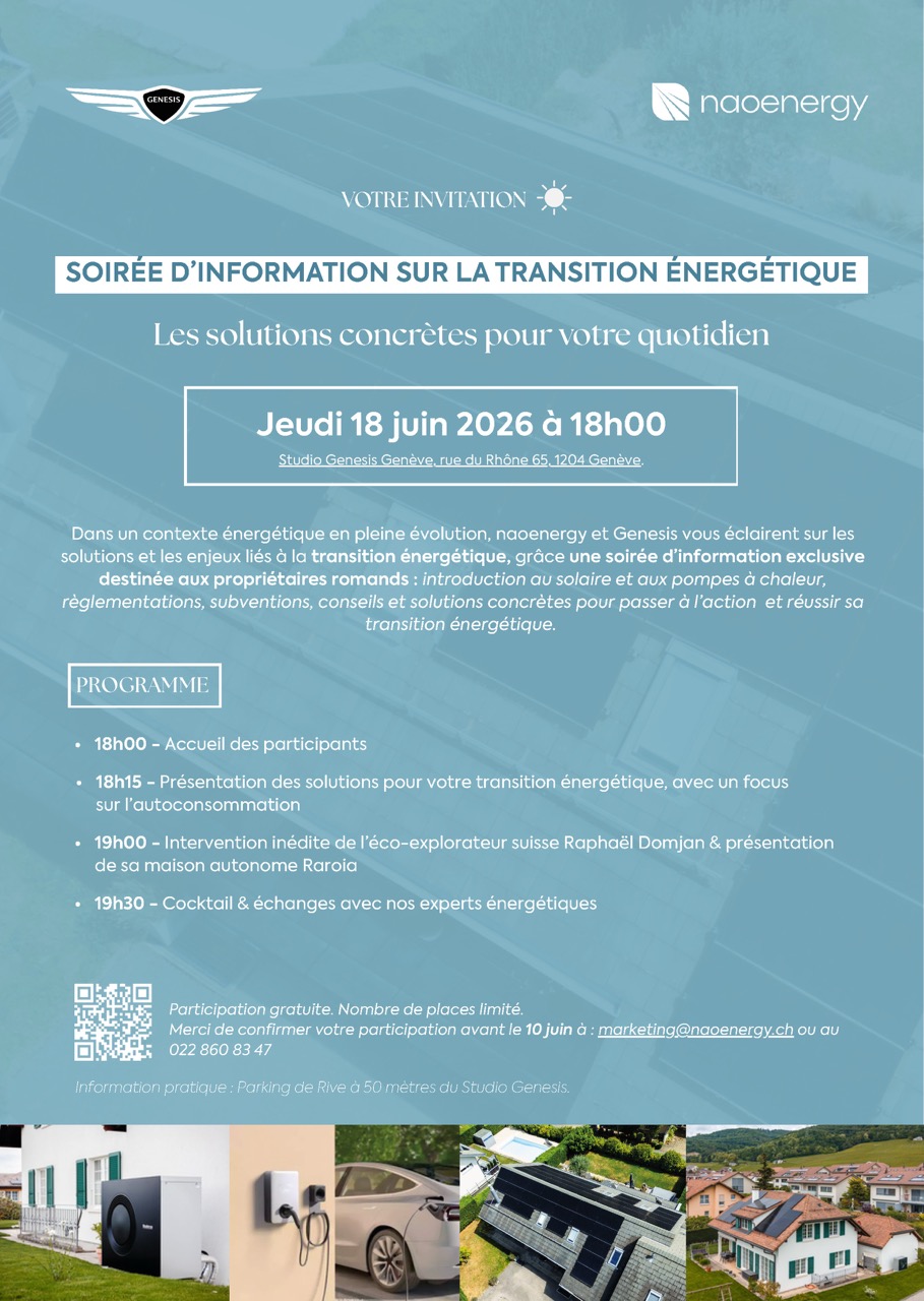 Invitation à la soirée naoenergy x Genesis du 18 juin 2026 à Genève