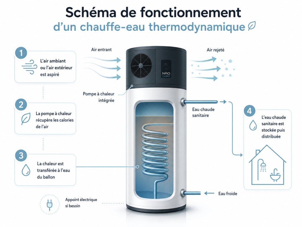 fonctionnement chauffe-eau thermodynamique maison individuelle